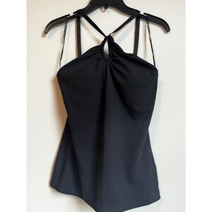 Fabletics Gail Black Halter Neck Tank Top‎ XS Adjustable Straps